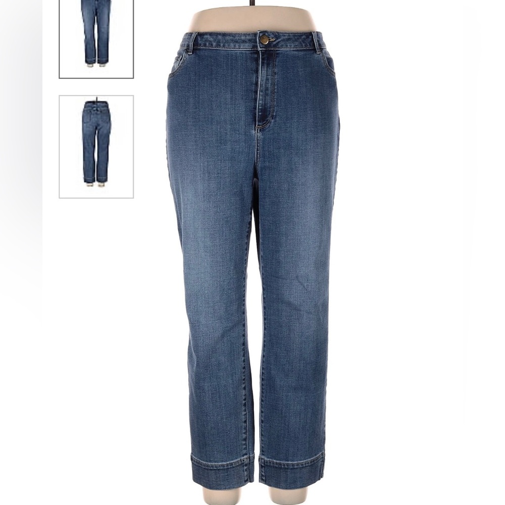 Logo by Lori Goldstein High Waist Straight Leg Plus Size Jeans. Size 18